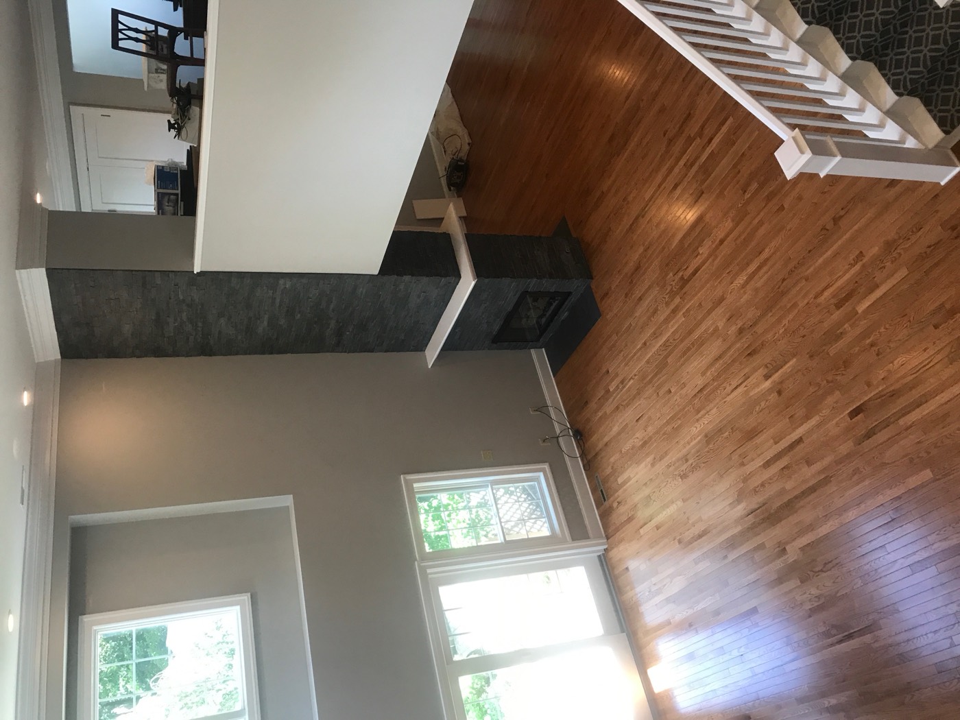 Corner stone fireplace