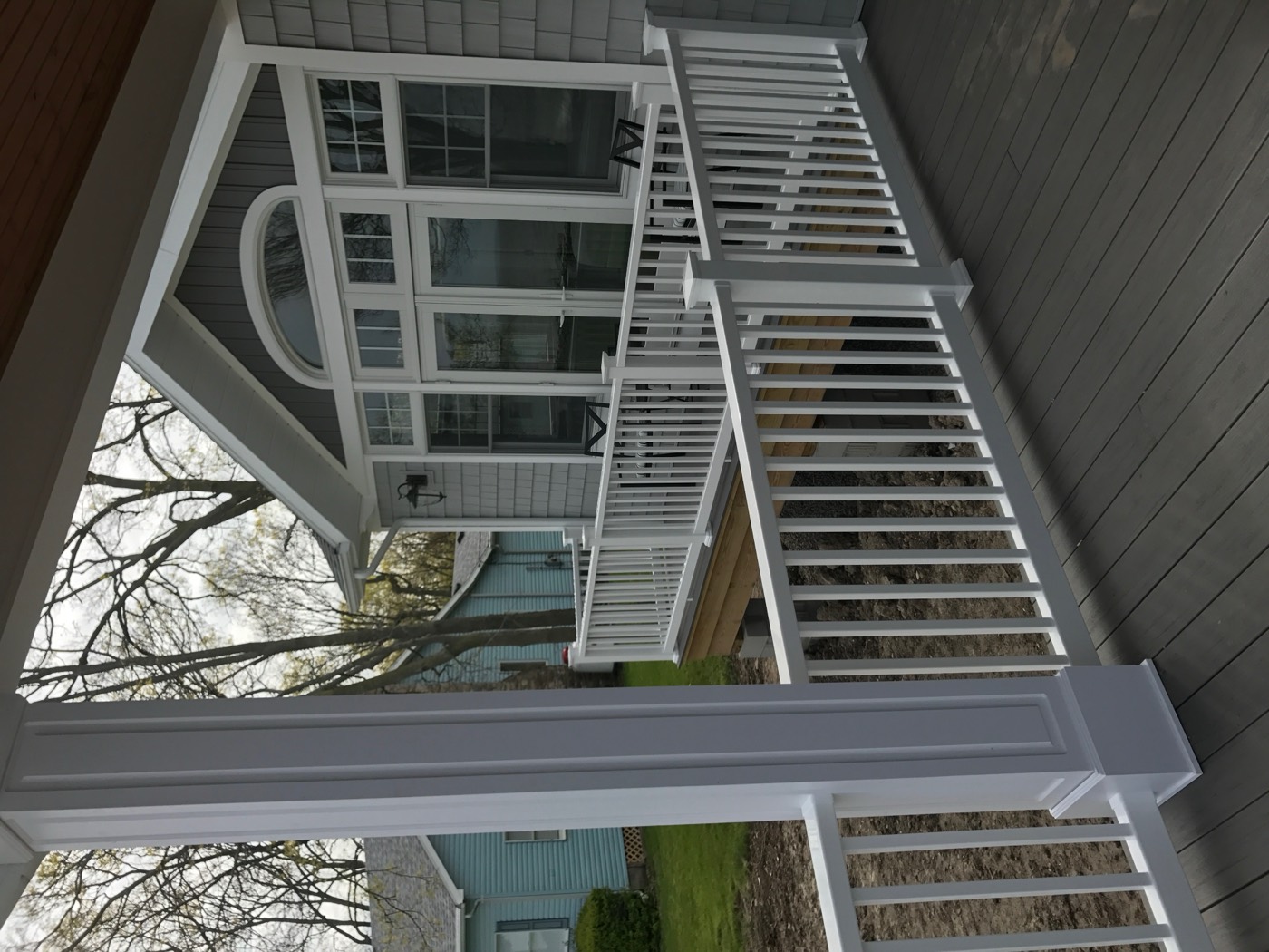 Front porch with white railing
