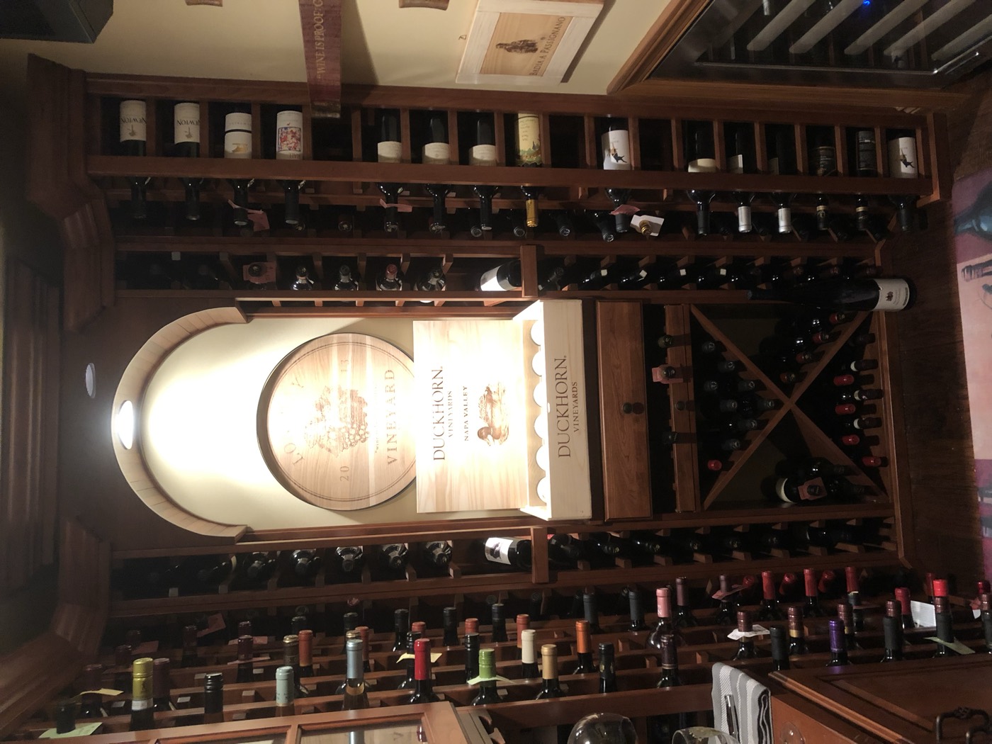 Custom wine cellar with barrel display
