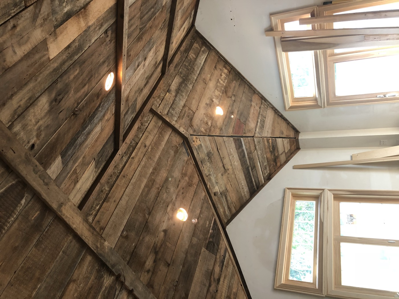 Vaulted reclaimed wood ceiling