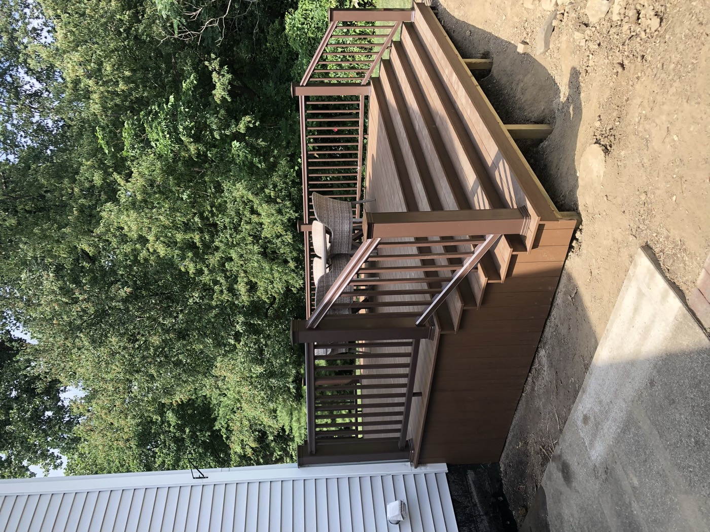 Wooded deck stairs